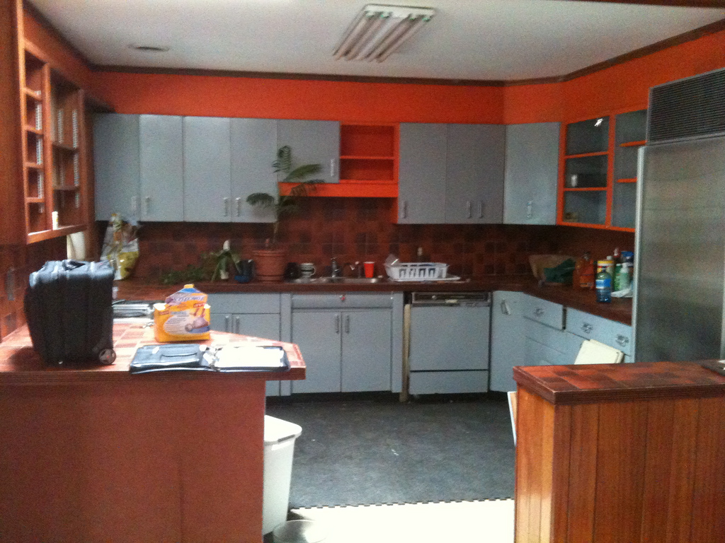 Before Kitchen 1950s Metal Cabinets Refinished Youngstown